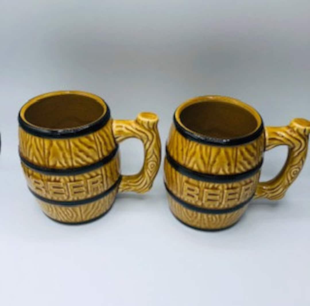 Vintage Barrel Shaped Beer Mugs Set of Two Etsy