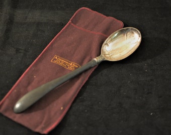 Gorham Silverplate Wood Handled Buffet Serving Spoon In Original Flannel Bag