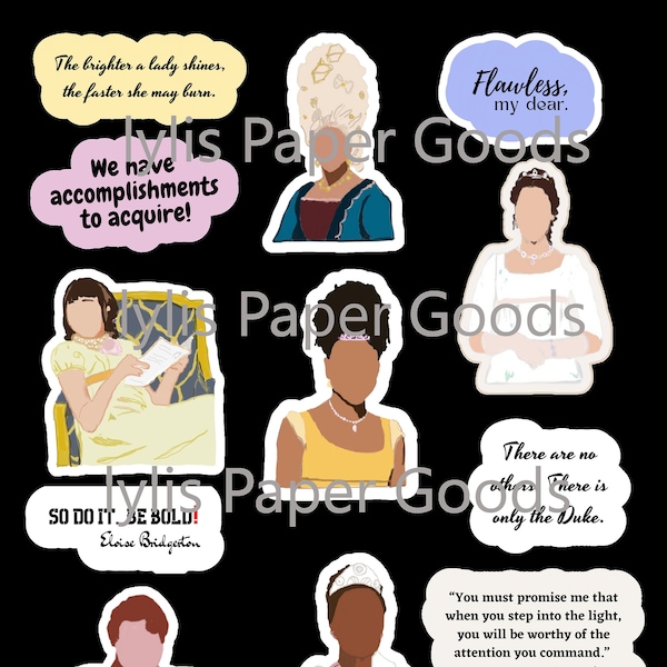 BRIDGERTON BUNDLE - Season One Stickers | Instant Download PNG Files