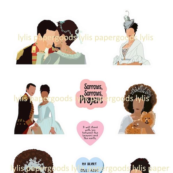 BRIDGERTON STICKERS Bundle - Queen Charlotte Stickers | Kiss-cut sheet of Bridgerton Stickers. Free shipping in USA.