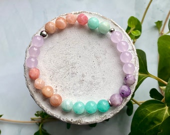 MYSTIC bracelet, semi-precious stone bracelet, jade, lepidolite, amazonite, moonstone, mala bracelet, yoga jewelry, gift