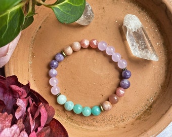 FAIRY TALE bracelet, semi-precious stone bracelet, jade, lepidolite, amazonite, moonstone, mala bracelet, gift, yoga bracelet