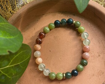 BERGAMOTE bracelet, 8 mm semi-precious stones, colorful and unique jewelry, mala bracelet in natural stones, energy and protection