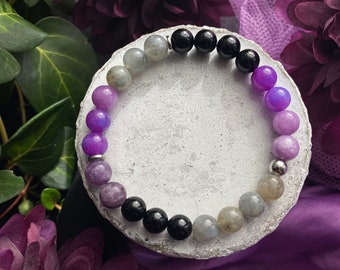 STELLAR bracelet, jade, onyx and labradorite, stainless steel, lithotherapy and energy, mala bracelet in semi-precious stones, gift