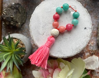 Mini ENERGY mala, finger jewel, meditation jewel, small semi-precious stone mala, soothing and relaxing jewel, gift, quartz