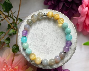 Semi-precious stone bracelet, lithotherapy jewelry, energy bracelet, gift for woman, fine stone mala bracelet, SOUL