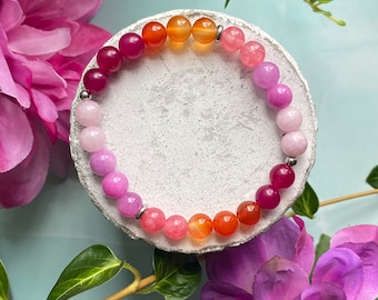 LEILANA bracelet, jade, quartz and carnelian and stainless steel, semi-precious stone bracelet, colorful and tropical jewelry, gift