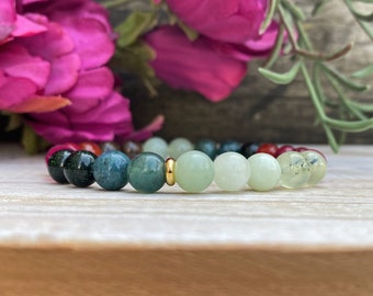 Semi-precious stone bracelet, colorful fine stone jewelry, lithotherapy jewelry, mala bracelet, balance, SPIRIT of NATURE