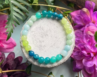 LAGUNA bracelet, jade and stainless steel, tropical and colorful jewelry, semi-precious stone bracelet, fine stones, blue and green jewelry