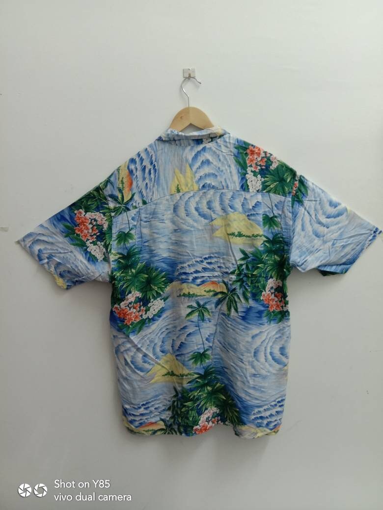 Vintage 90s PIKO HAWAIIAN LONGBOARD Wear Shirt, Hibiscus