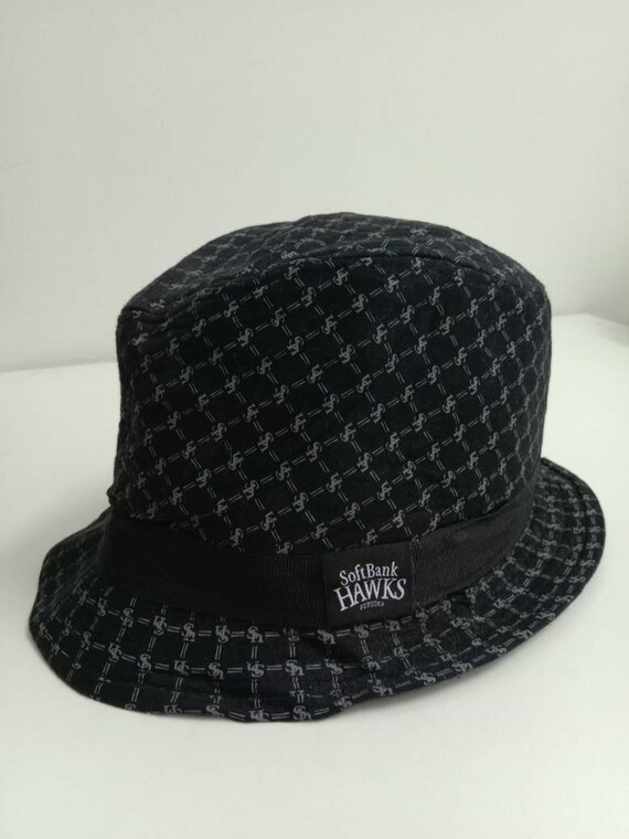 Rare Vintage SOFTBANK HAWKS bucket hat, baseball cap, sport cap, baseball team, hipster, hip hop, daiei hawks team, gift (1021)