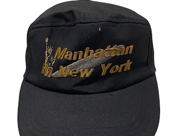 Raro sombrero vintage MANHATTAN NEW YORK, sombrero de 7 paneles (504a)