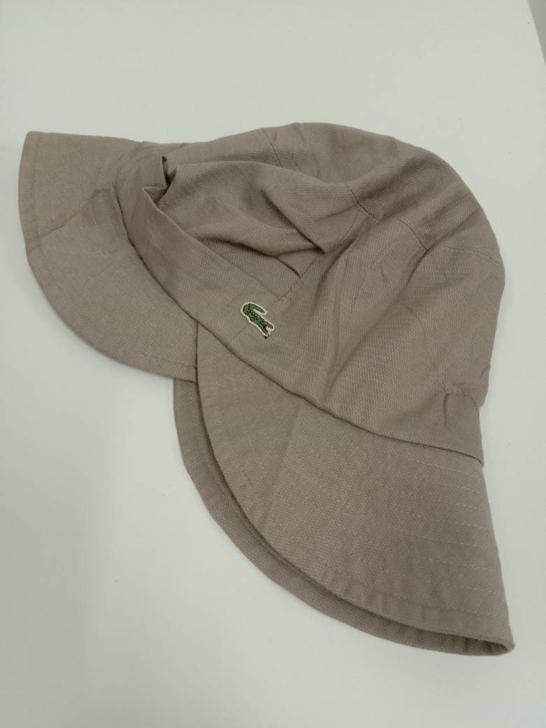 Rare Vintage LACOSTE Bucket Hat Embroidered Logo Casual Hipster