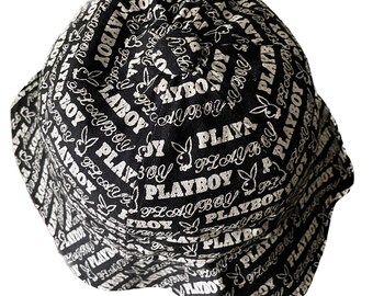 Rare Vintage PLAYBOY Bucket Hat, Full Print Logo, Casual  display picture 3