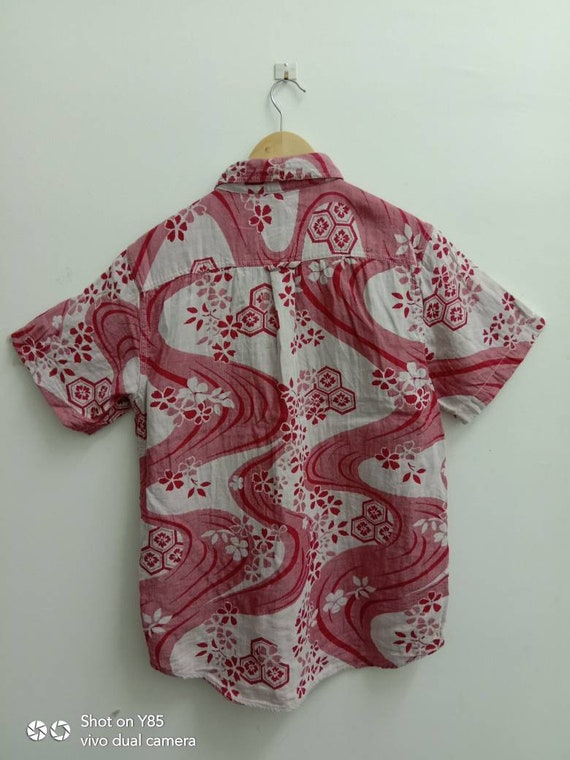 Floral design Vintage 90s GET ARNIE Oriental Island Hawaii shirt hibiscus,Aloha beach surfing 115 Flower Fullprint,Leaf design