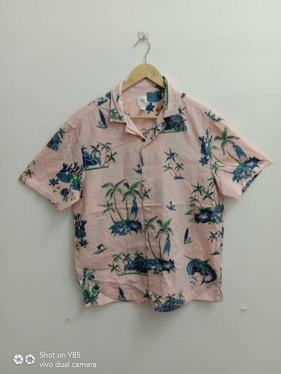 Vintage H&M camisa diseño Hibiscus fruta Etsy México