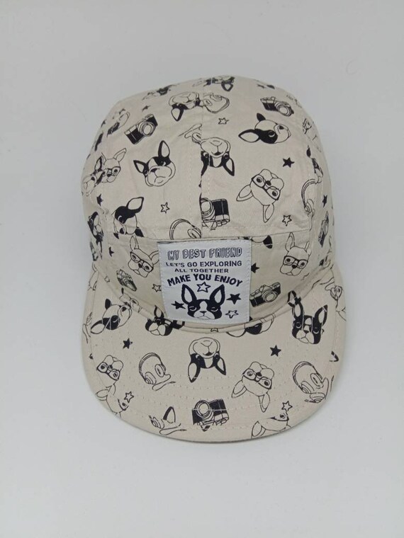 Rare Vintage Dog fullprint hat, my best friend, make you enjoy, bulldogs, kids hat (618) View 2