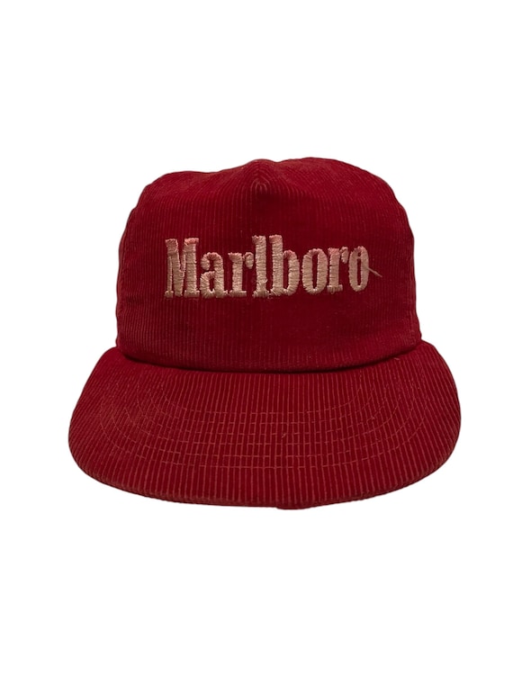 (激レア)80s marlboro cap usa vintage Vintage The Marlboro Cup Hat Snapback Trucker Red Belmont