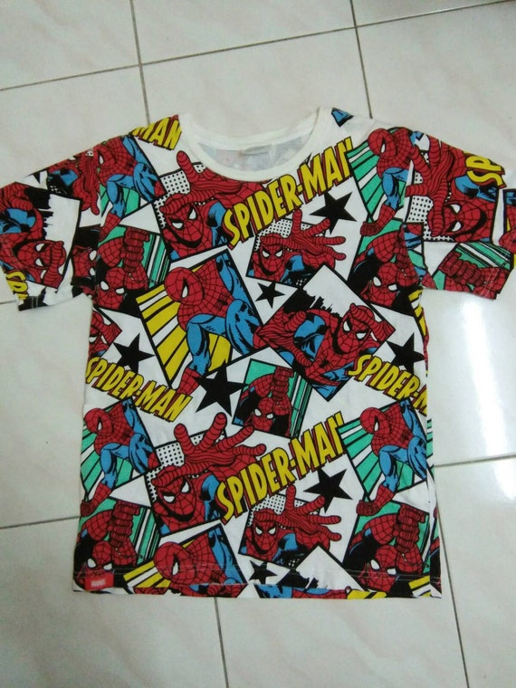 Rare Vintage 90s Spiderman T shirt, Spiderman ful… - image 1