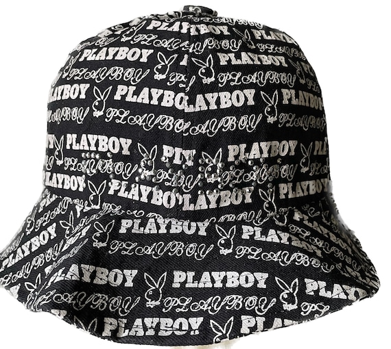 希少なヴィンテージ PLAYBOY バケットハット、フルプリントロゴ