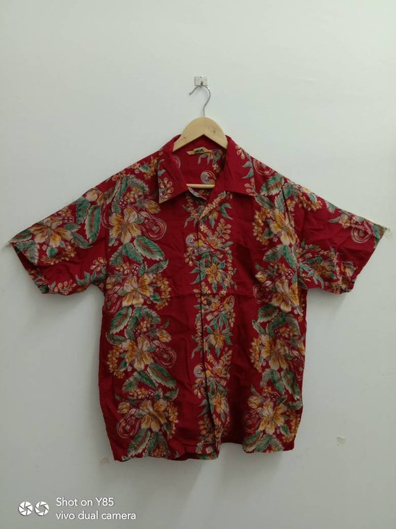 Vintage 90s EDWIN HAWAIIAN shirt, Flower Fullprin… - image 2