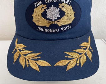 希少なヴィンテージ石巻小粋消防署チーム帽子、消防士帽子、消防士