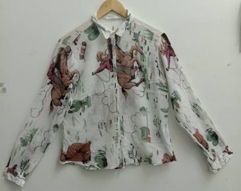 Vintage KILIWATCH Button Down Shirt, Cowboy, hawaii, horse, rare design (26)