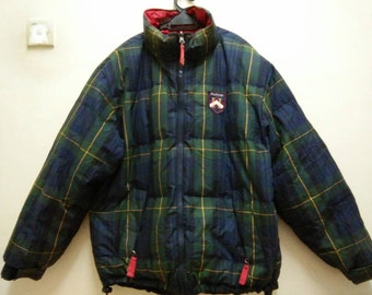 Seltene Vintage TOMMY HILFIGER Bomberjacke, Color Block, Tartan, Royalty, Hipster, Winter, Skateboard, Style, Swag, Hip Hop, Casual