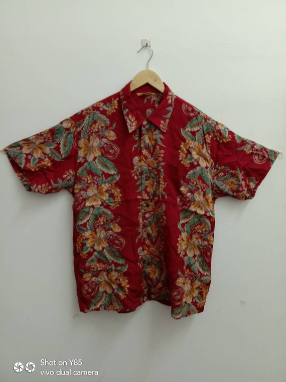 Vintage 90s EDWIN HAWAIIAN shirt, Flower Fullprin… - image 1