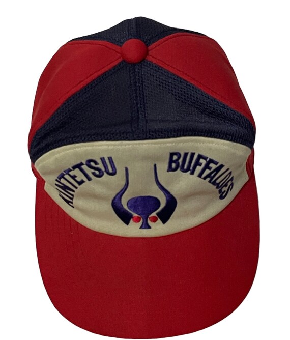 Kintetsu Buffalos メッシュキャップ 赤青 Rare Vintage KINTETSU BUFFALOES Hat, Vintage Japanese Baseball Cap