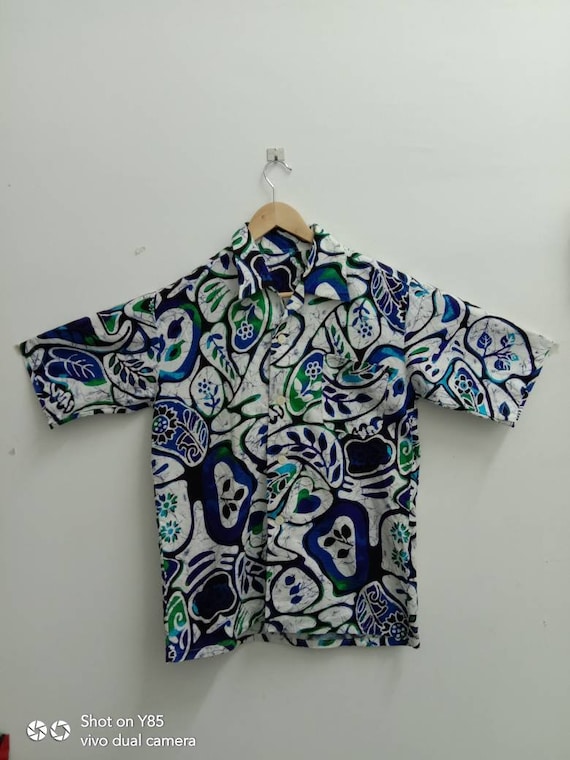 Vintage 80s BARKCLOTH Hawaiian shirt, floral, Flo… - image 1