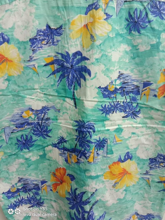 Vintage 80s KENSHO Hawaiian shirt, Flower design,… - image 3