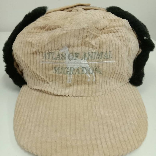 Rare Vintage ATLAS Of ANIMAL MIGRATION Hat, embroidered logo, casual, hipster, gift, swag earcover hat (657)