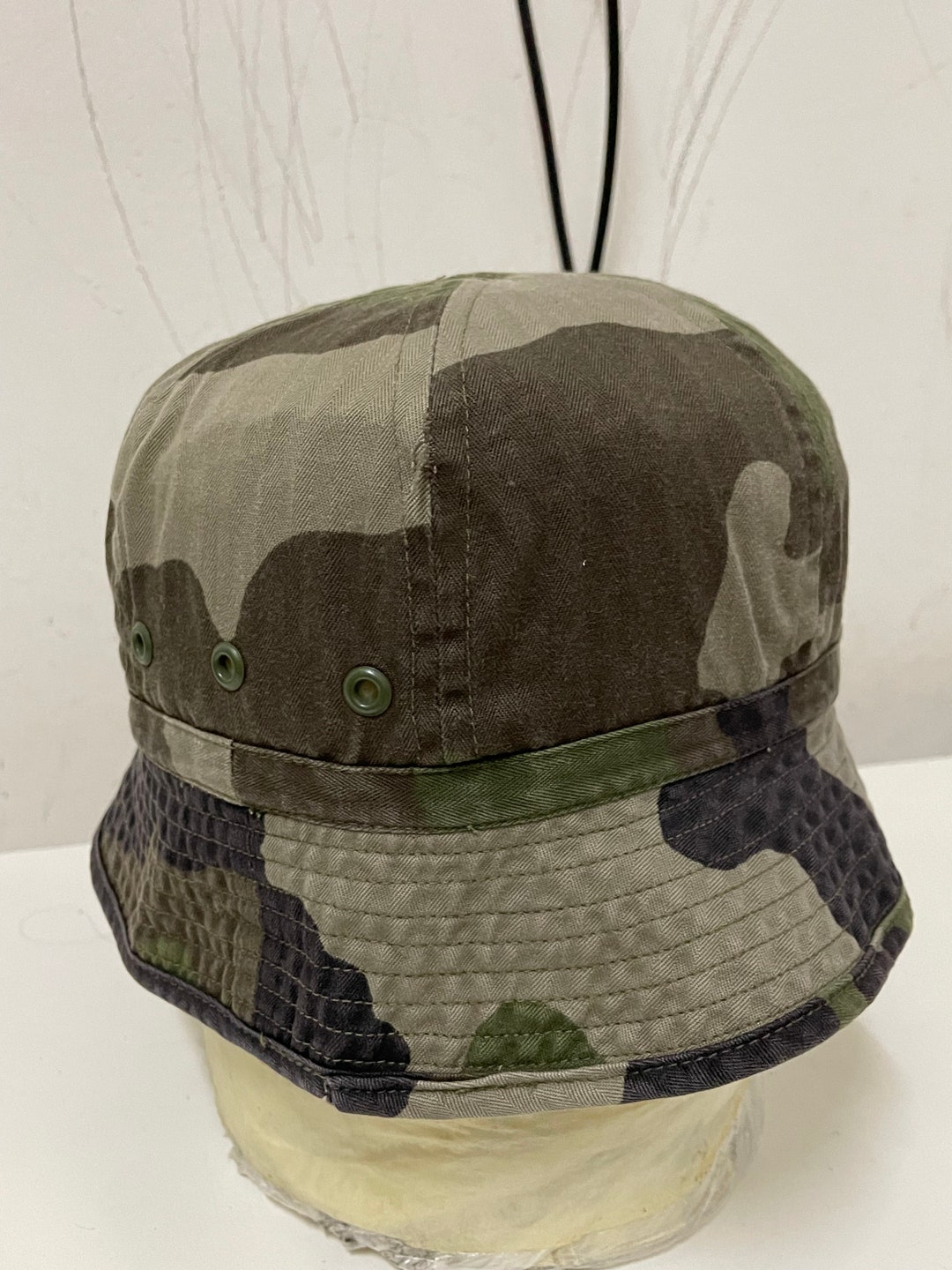 Raro cappello da pescatore vintage CAMOUFLAGE, cappello mimetico