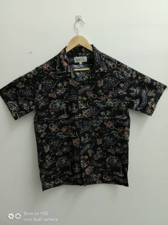 Vintage 90s PIKO Hawaiian shirt, Flower,Aloha,woo… - image 2