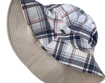 Rare Vintage LACOSTE Bucket Hat, embroidered logo, casual, hipster, gift, swag lacoste hat, Lacoste Reversible hat(1139)