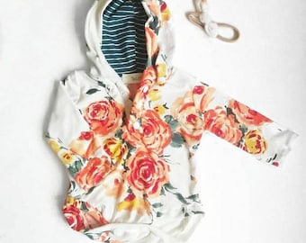 Summer Baby Hoodie, Spring Hoodsie, Infant Floral Hoodie Newborn Hoodie, Baby Gift, Baby Clothes, Hoodie, Hoodie, Baby Girl Clothing, Romper
