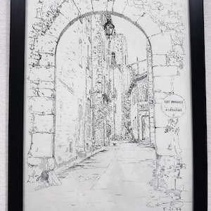 Le Pontis, Saint-Paul-de-Vence, France — Original Signed Pen & Ink Drawing by Ken Pieper (1999)