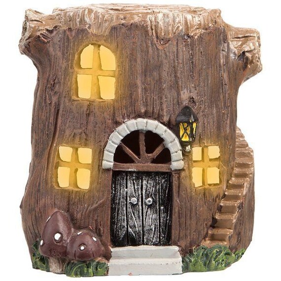 Darice Light Up Led Fairy Garden Tree Stump House 3 875 X