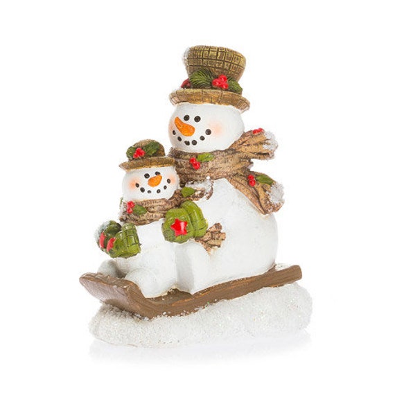 Sledding Snowman Table Decorations Resin 3 35 X 4 13 X 2 56 Etsy