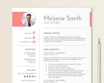 Resume Template Word, Resume Writing Tips, Resume With Photo, Red Resume Design, CV Template, Curriculum Vitae, Executive Resume, Modern CV