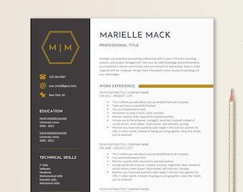 Black and Gold Resume Template, Resume Template Word, Modern Resume, CV Template, Elegant Resume, Resume Writing Tips