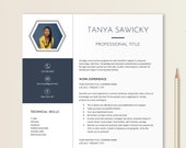Resume Template, Elegant Resume, CV Template, Resume With Photo, Resume Writing Tips, Resume Template Word, Navy Blue Resume, Manager Resume