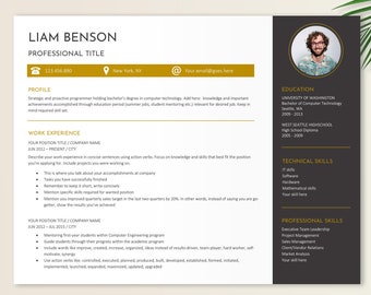 Resume Template, Landscape Resume, CV Template, Modern Resume, Resume Template Word, Resume Writing Tips, Black and Gold Resume