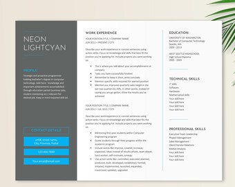 Resume Template, Landscape Resume, CV Template, Resume Download, Resume Template Word, Resume Writing Tips, Blue and Gray Resume