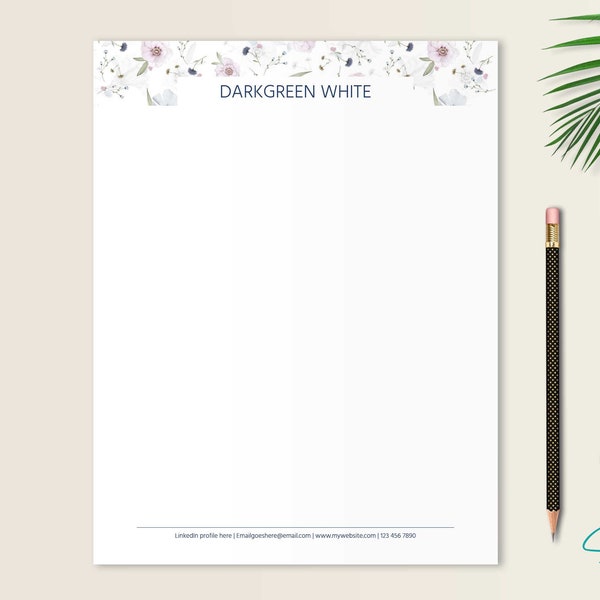 fancy writing paper printable Floral Letterhead Template | Floral Pattern Letterhead Design | Editable & Printable Stationery Paper Digital Download | Writing Paper