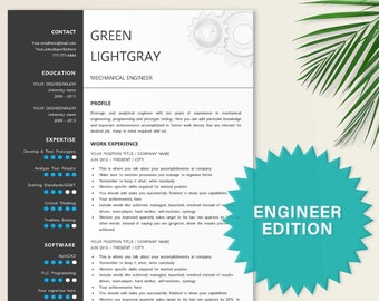 Engineer Resume Printable Template Editable in Word | Gear Design Resume | CV Template + Resume Writing Tips | Instant Download | Modern