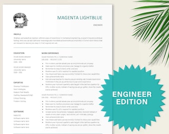 Engineer Resume Template + Resume Writing Tips + Engineer Projects List + Cover Letter Design | Modern Resume Instant Download