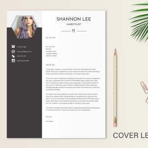 May include: A cover letter for a hairstylist job application. The letter is written in a formal tone and highlights the applicant's experience and skills. The applicant has over 6 years of experience working as a hairstylist and has a strong client base.