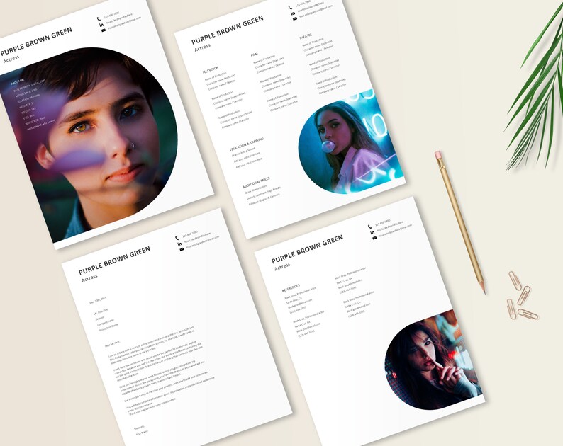 Actress Creative Personalized Resume Actor Resume Template With Photo Modern Resume Word Template Writing Tips Instant Download
